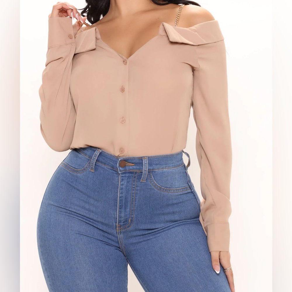 Women's Tan Off-Shoulder Top